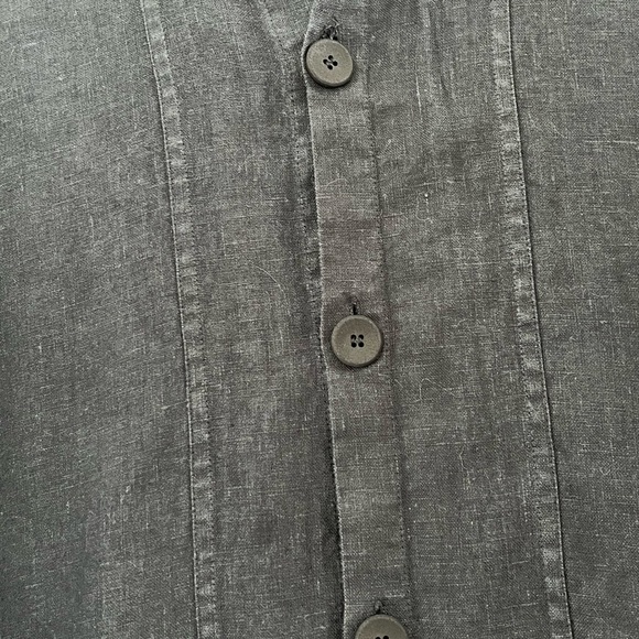 FLAX by Jeanne Engelhart 100% Linen Black Oversized Button Front Blazer Jacket L - Picture 5 of 14